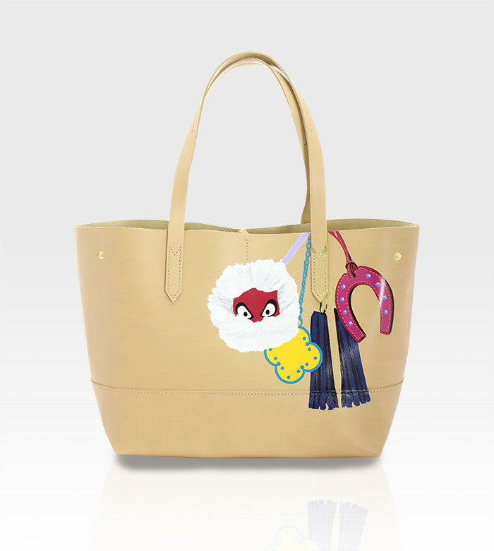 J.Crew Uptown Leather Tote / Custom Art