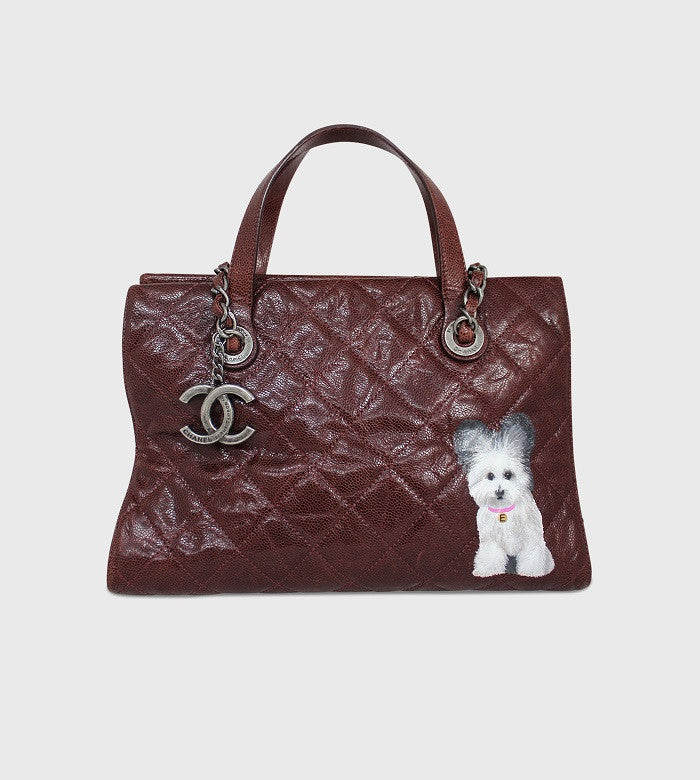Chanel Burgundy Handbag / Custom Art