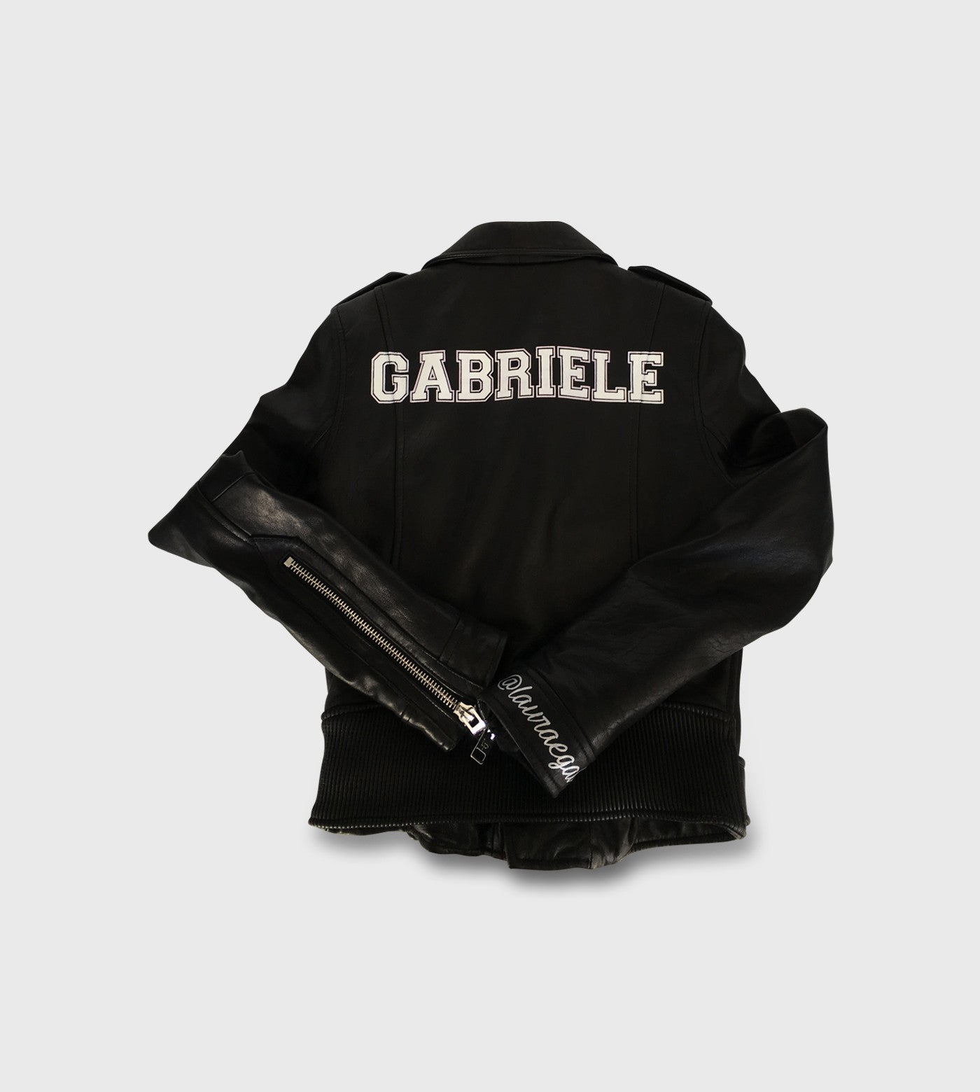 Black Leather Moto Jacket / Custom Art