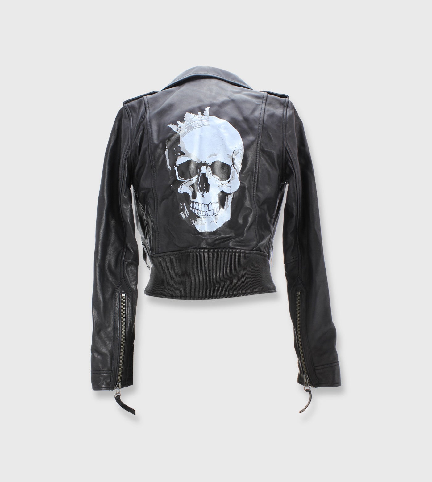 Black Leather Moto Jacket/ Custom Art